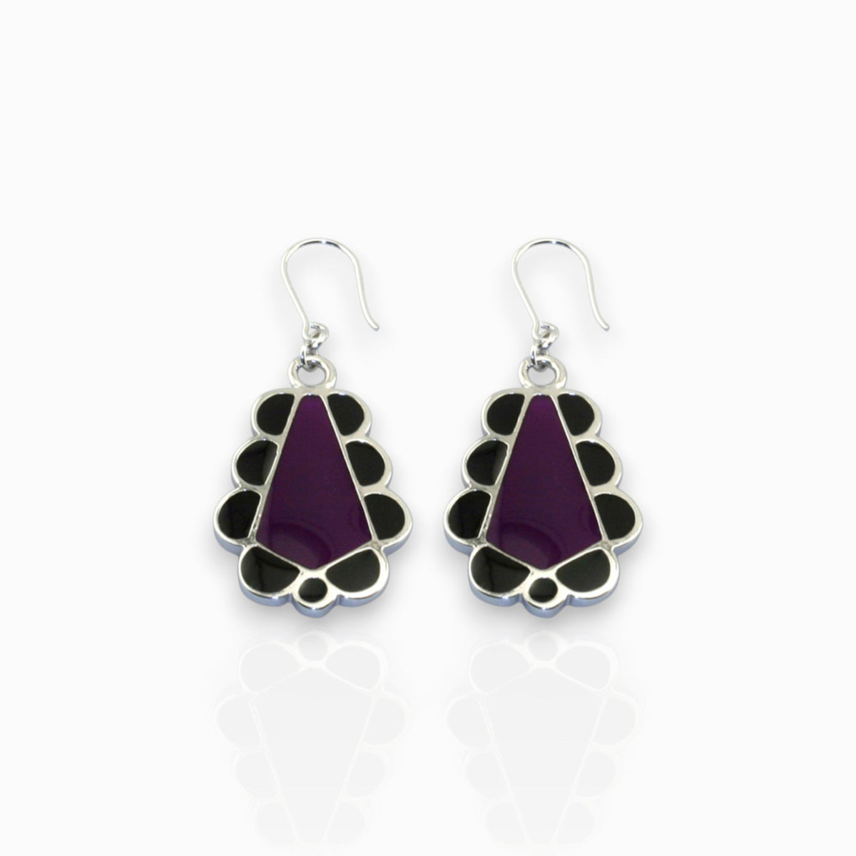 Purple Lattice - Earrings on a white background.