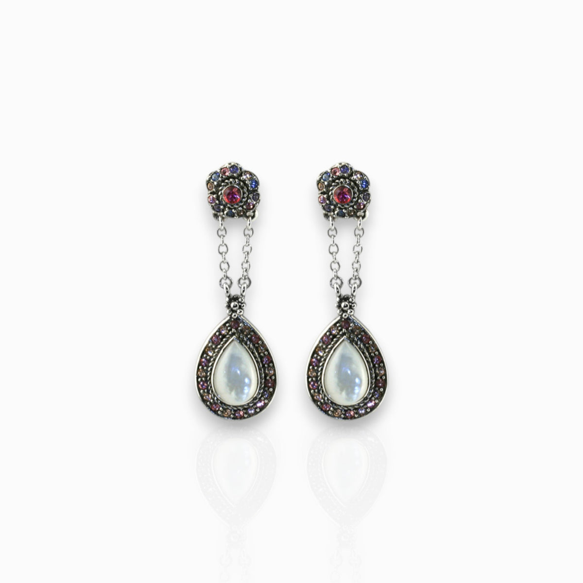 Rose and Pearl - Earrings on a white background.