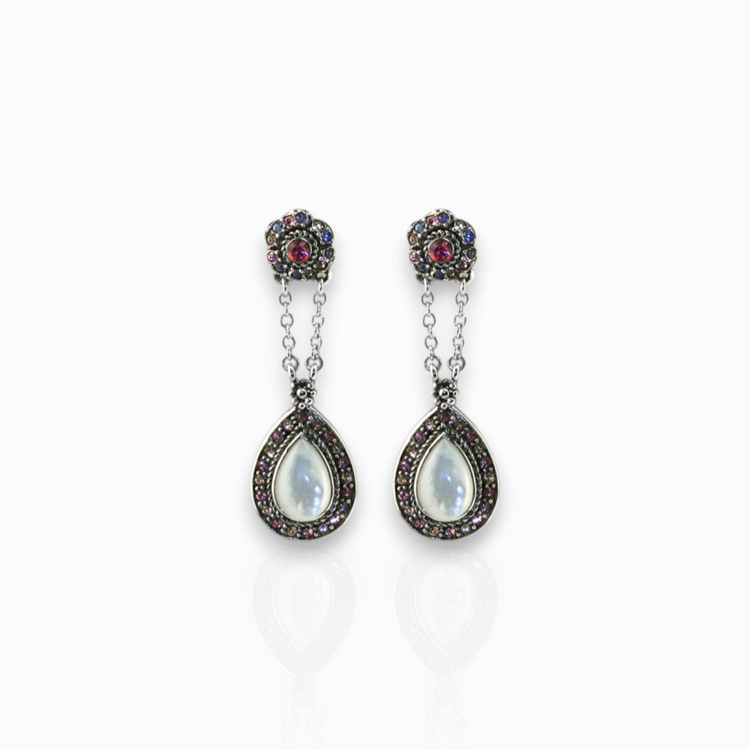 Rose and Pearl - Earrings on a white background.