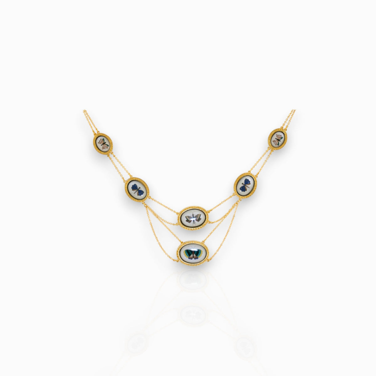 Butterfly Art - Necklace on a white background.