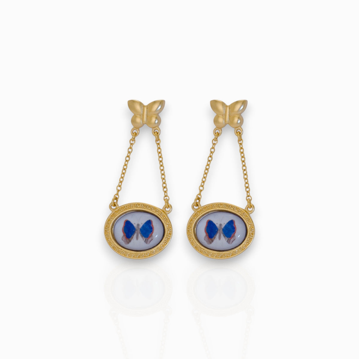 Butterfly Art - Earrings on a white background.