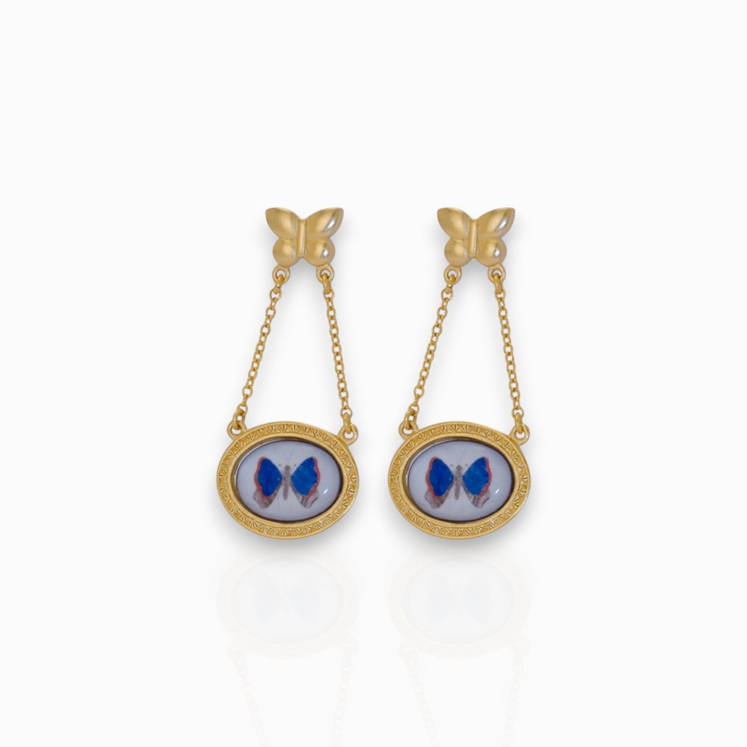 Butterfly Art - Earrings on a white background.
