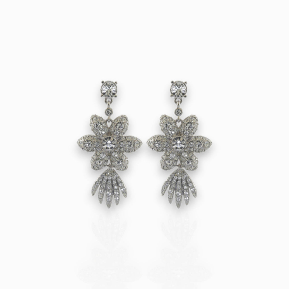 Crystal Flower Star - Earrings on a white background.
