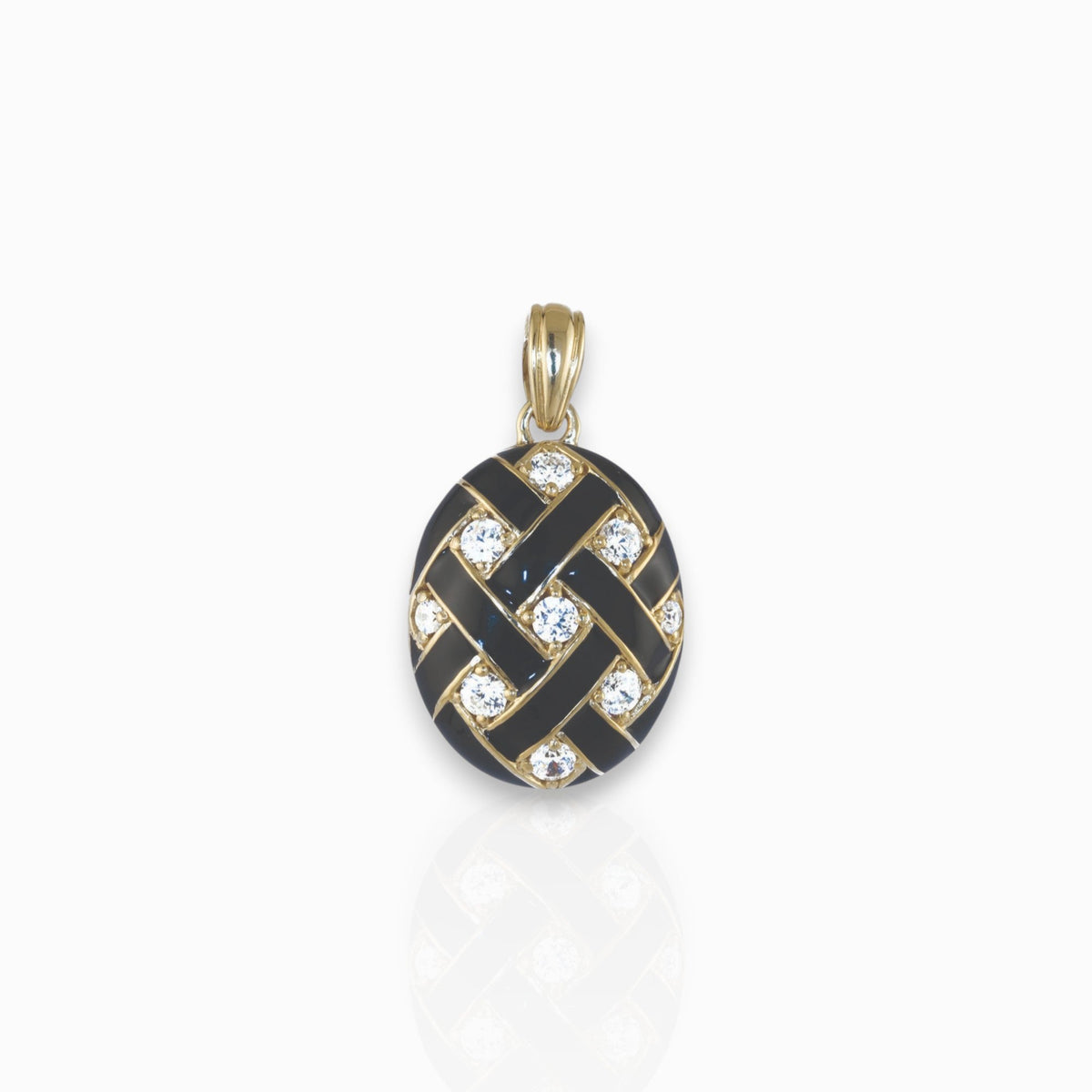 Black Weave Locket - Pendant on a white background.