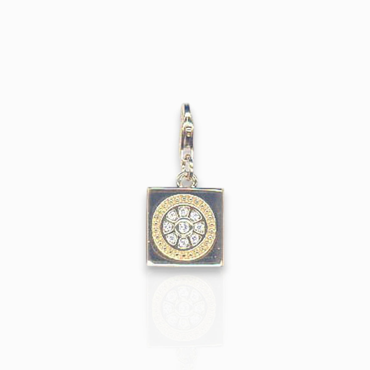 Silver Gold-Toned Book - Charm on a white background.