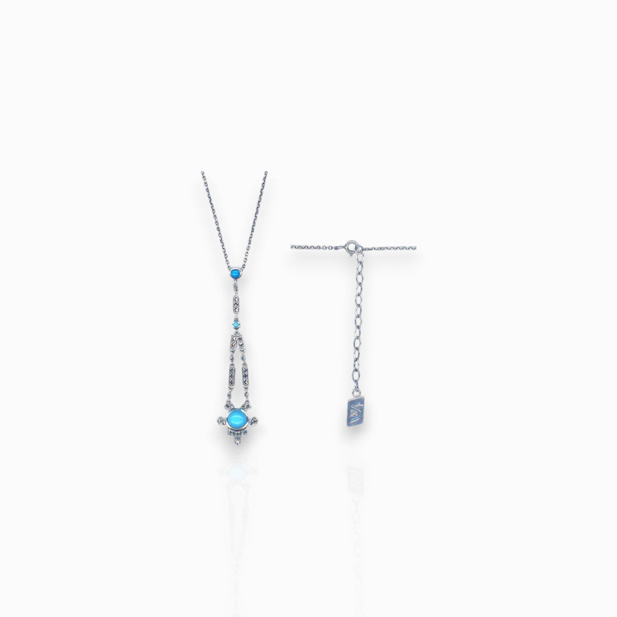 Silver Art Deco Turquoise - Pendant on a white background.