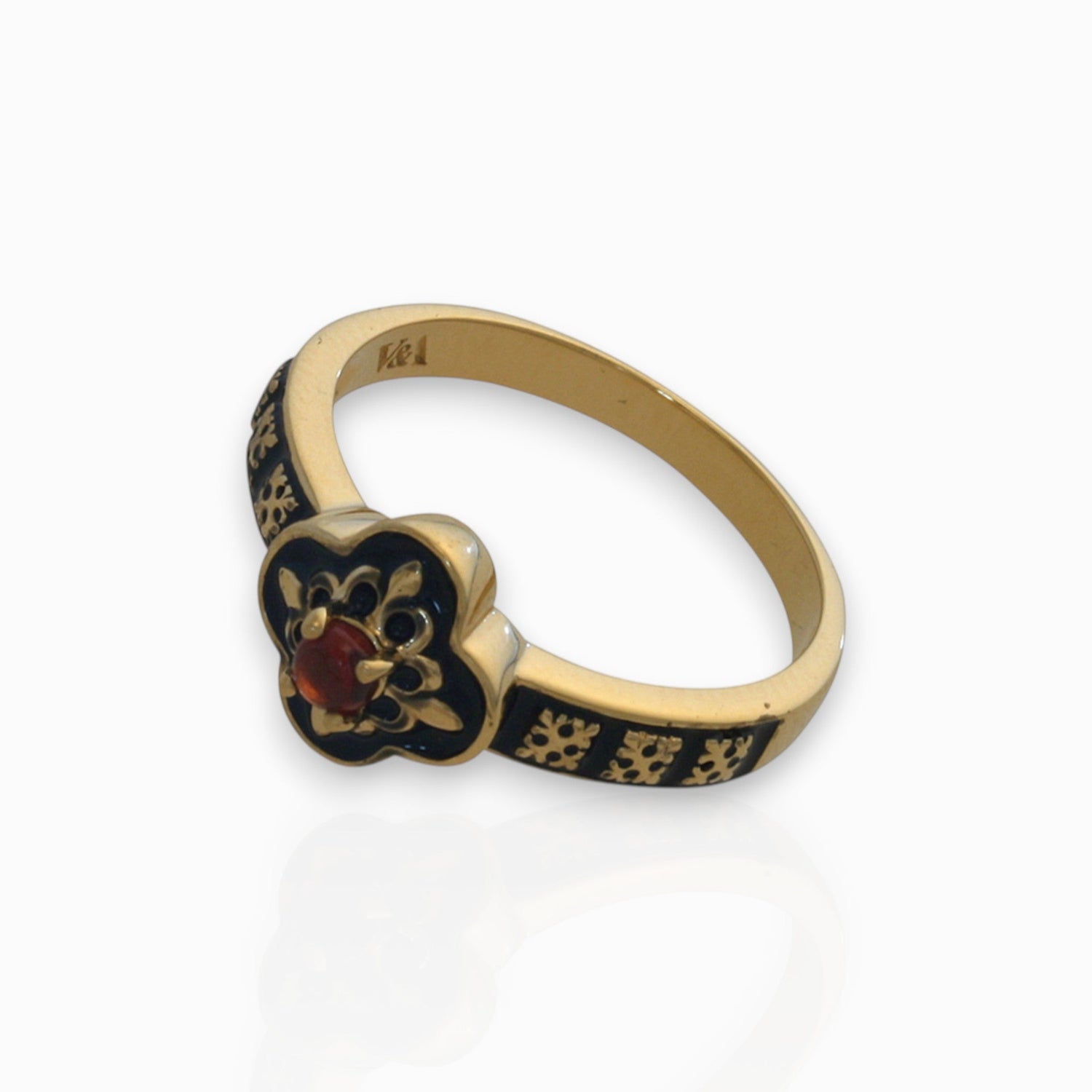 Silver Pugin Style Medieval - Ring on a white background.