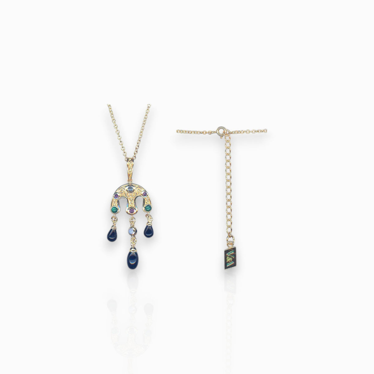 Gold-Toned Silver Lombardy Triple Droplet - Pendant on a white background.
