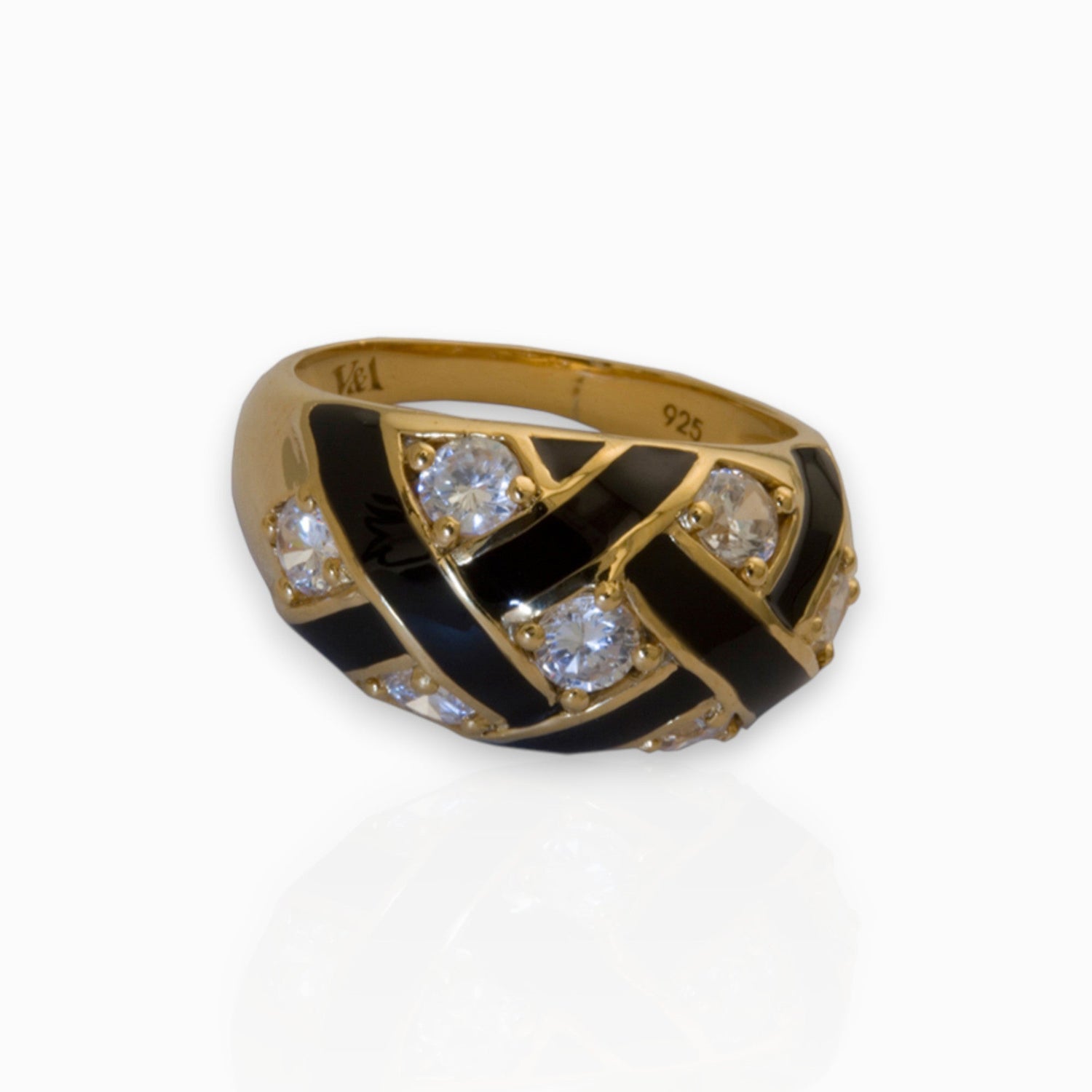 Black Enamel Weave - Ring on a white background.