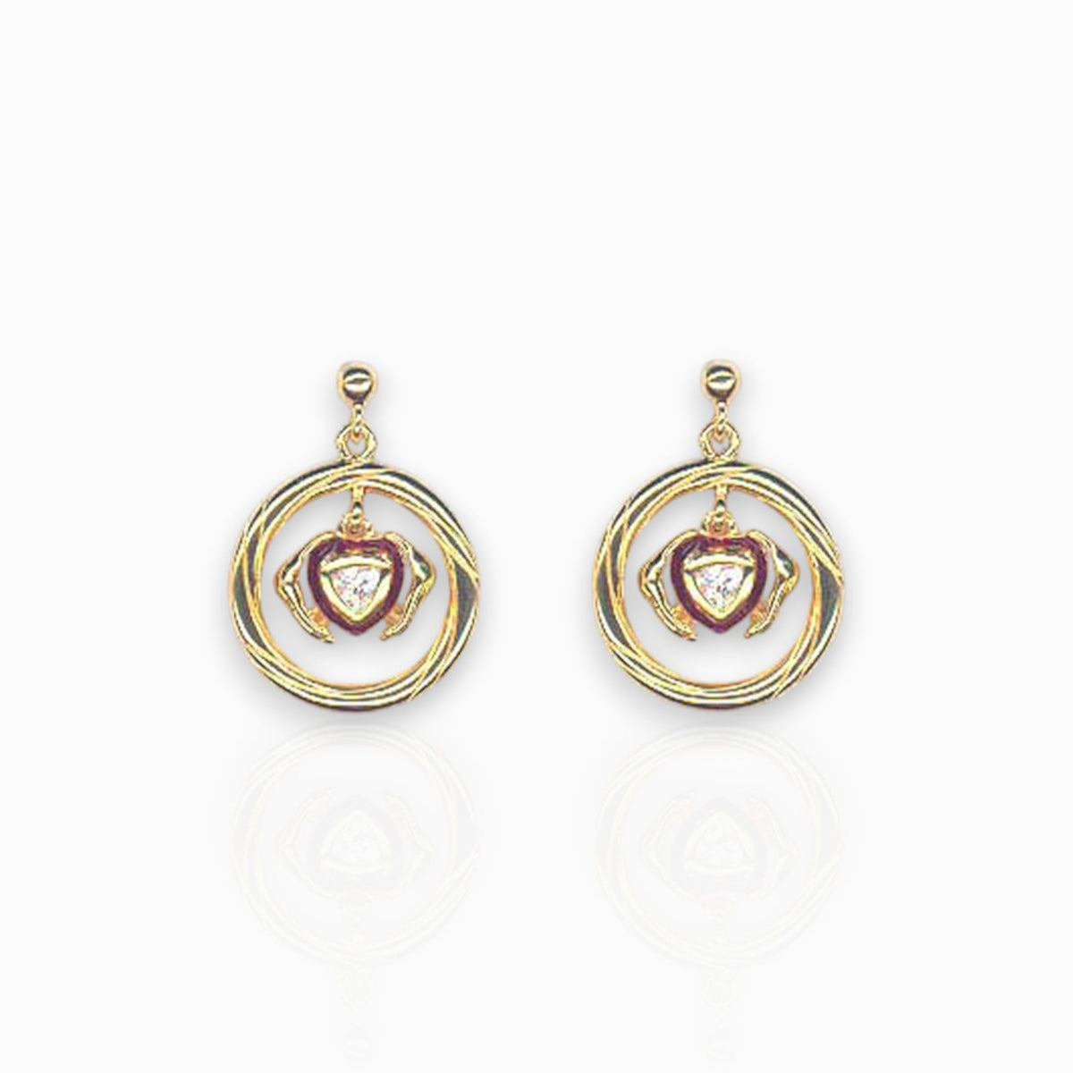Gold-Toned Silver Lovers' Gimmel Ring - Earrings on a white background.