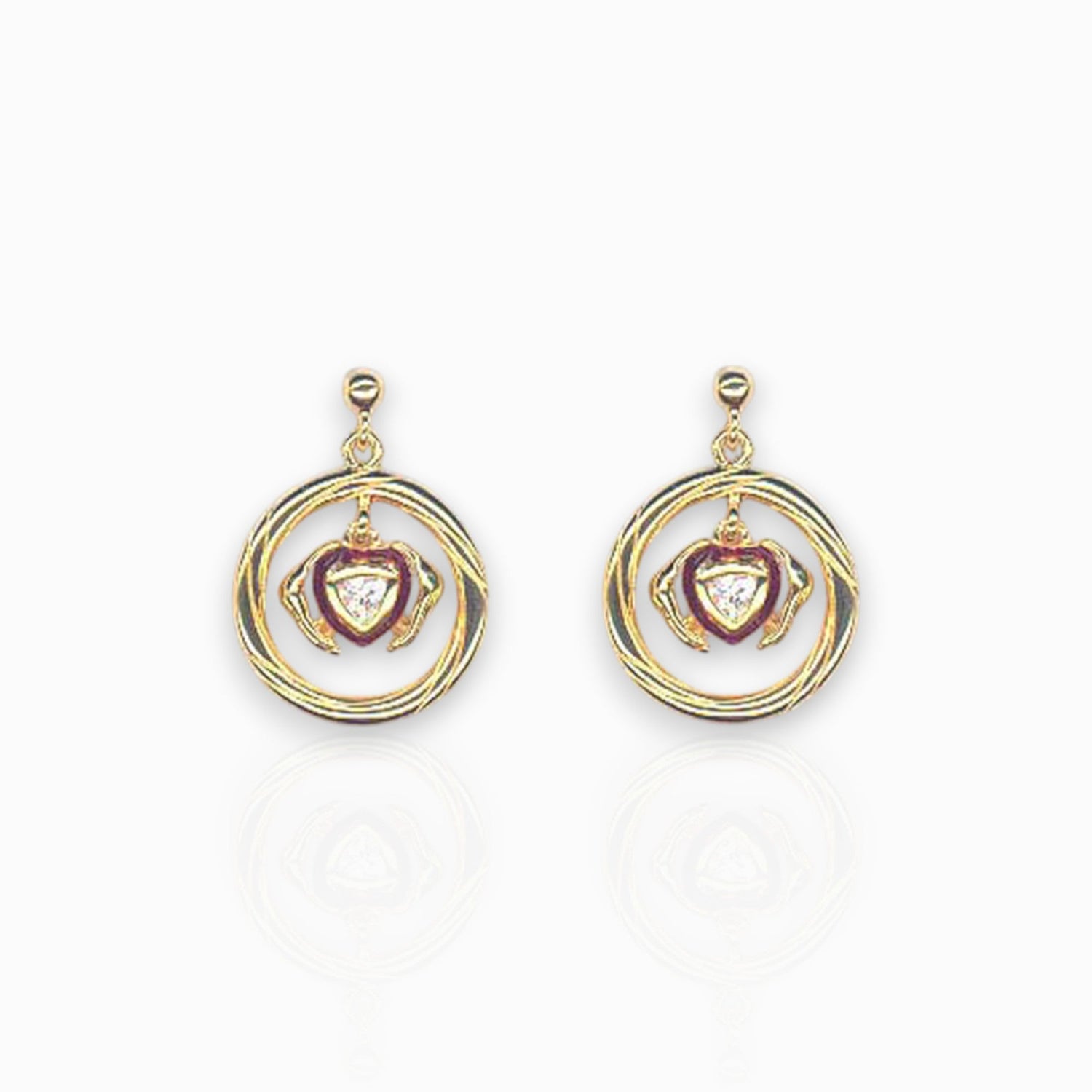 Gold-Toned Silver Lovers' Gimmel Ring - Earrings on a white background.