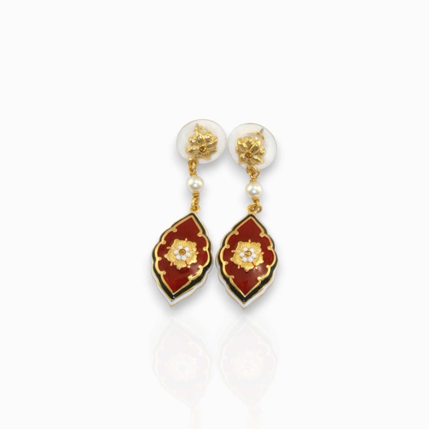 Medieval Floral Rouge - Earrings on a white background.