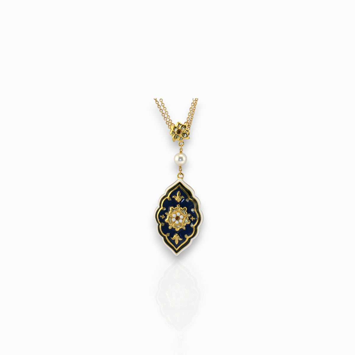 Medieval Floral Azure - Pendant on a white background.