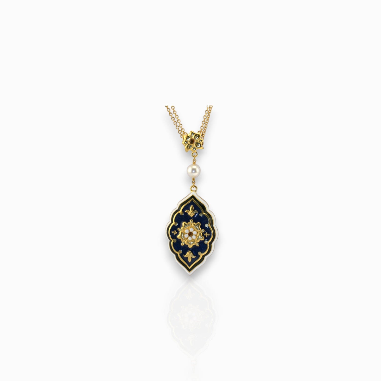 Medieval Floral Azure - Pendant on a white background.