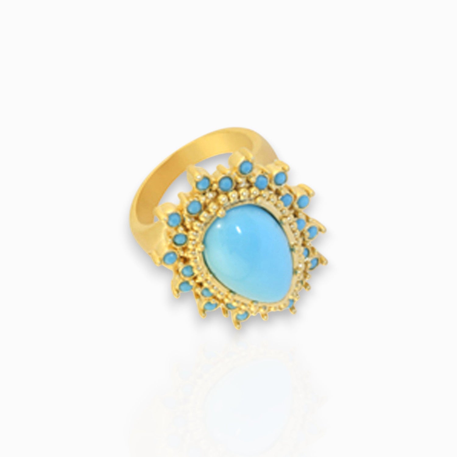 Turquoise Tassle - Ring on a white background.
