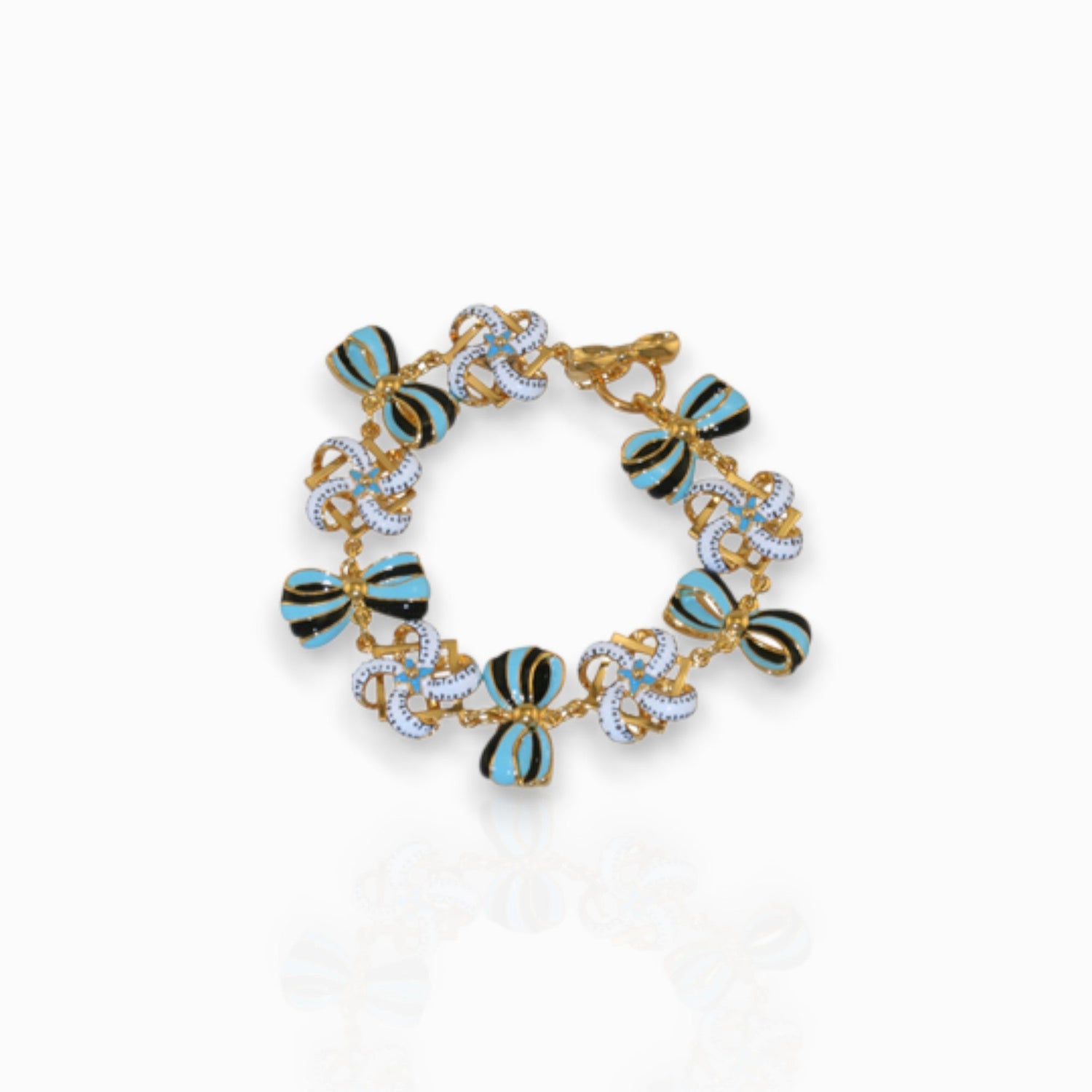 Blue Bows - Bracelet on a white background.