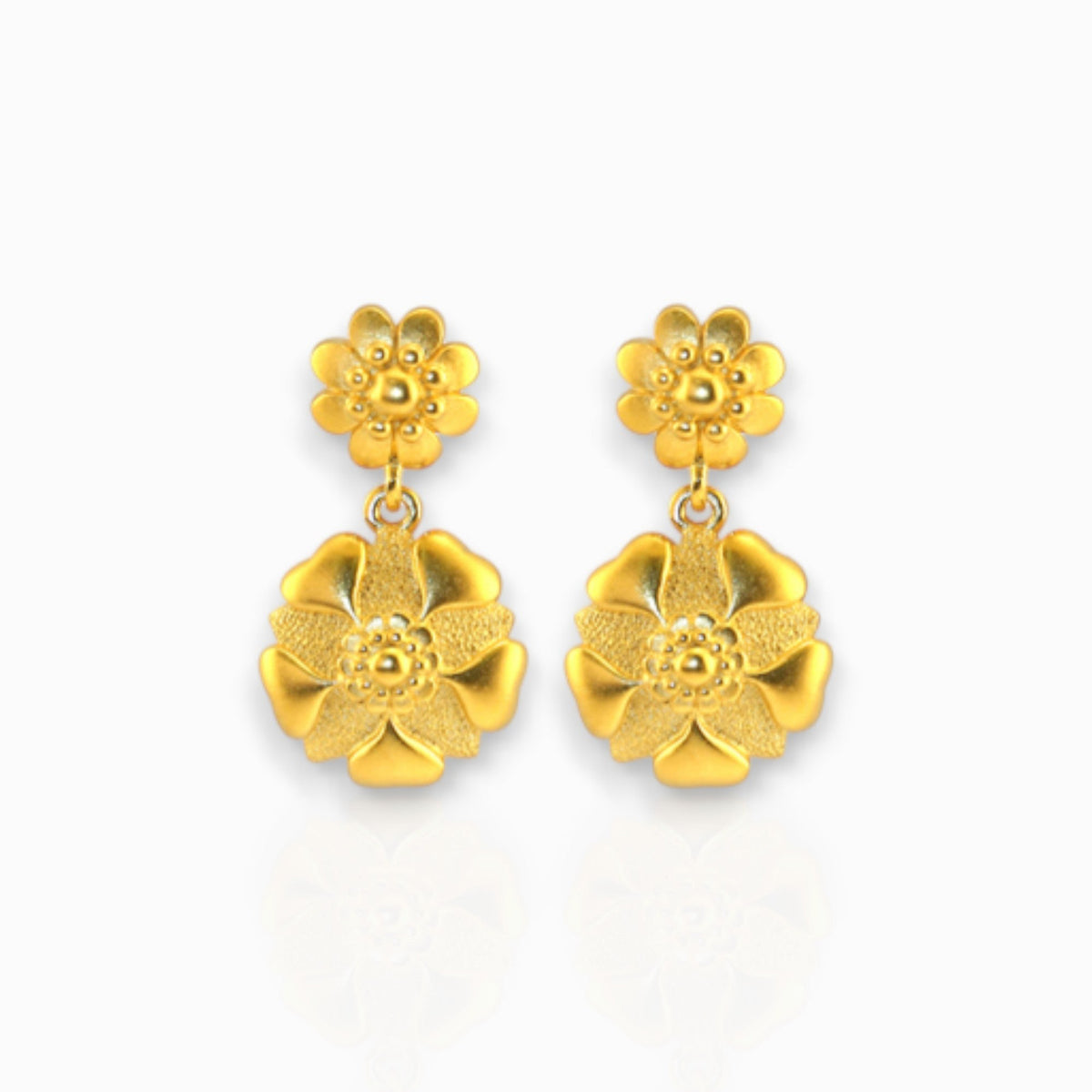 Gold Rosette - Earrings on a white background.