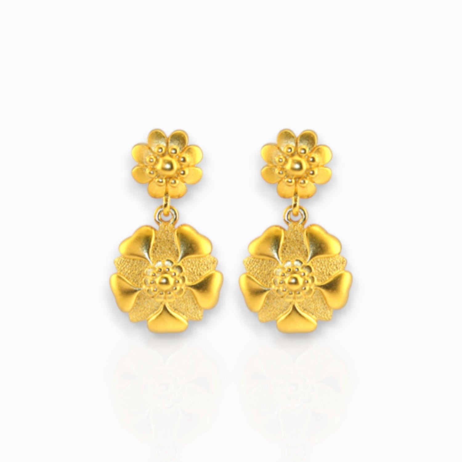 Gold Rosette - Earrings on a white background.