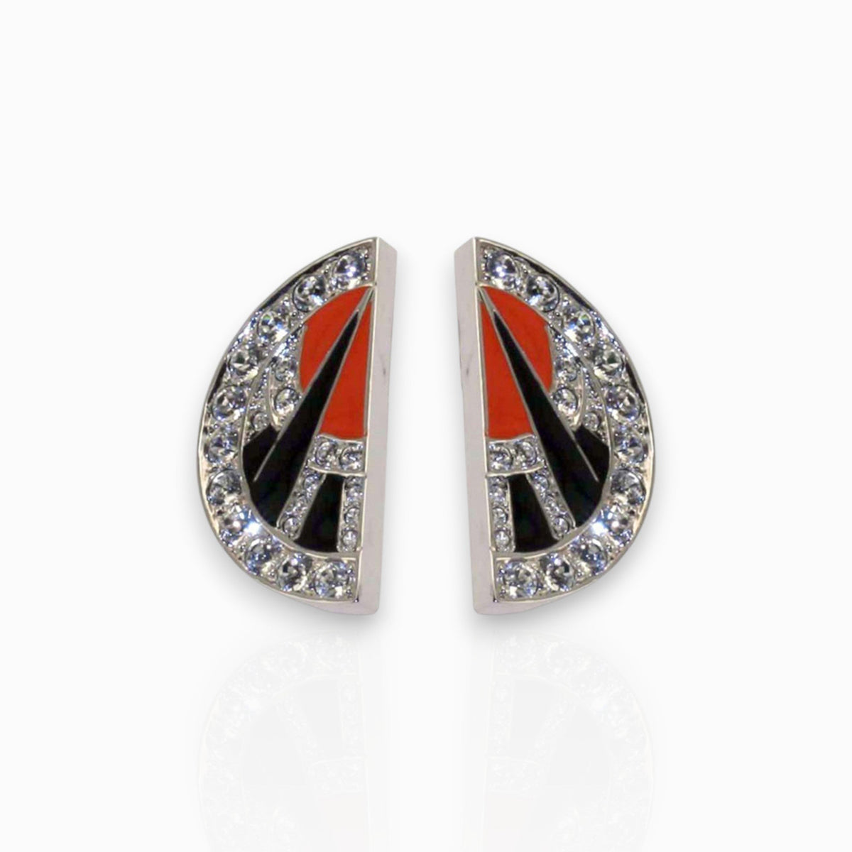 Art Deco Fan - Clip-On Earrings on a white background.