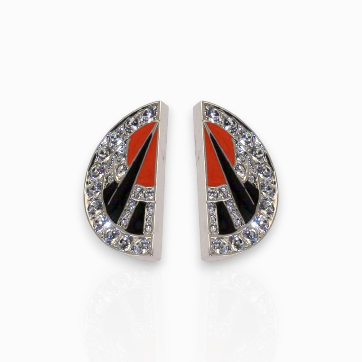 Art Deco Fan - Clip-On Earrings on a white background.