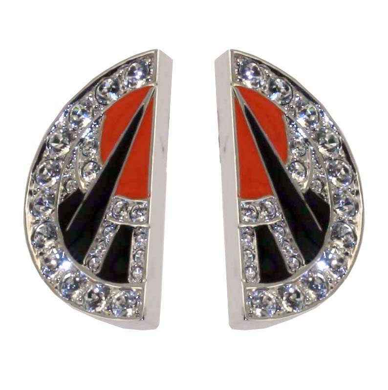 Art Deco Fan-Shaped Earrings Clip-On