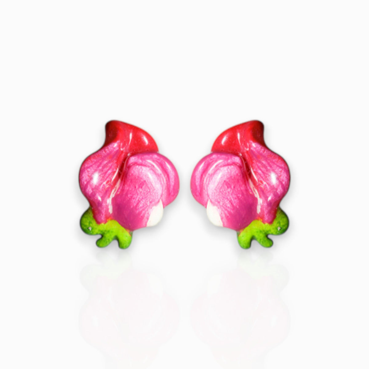 April Sweet Peas - Post Earrings on a white background.
