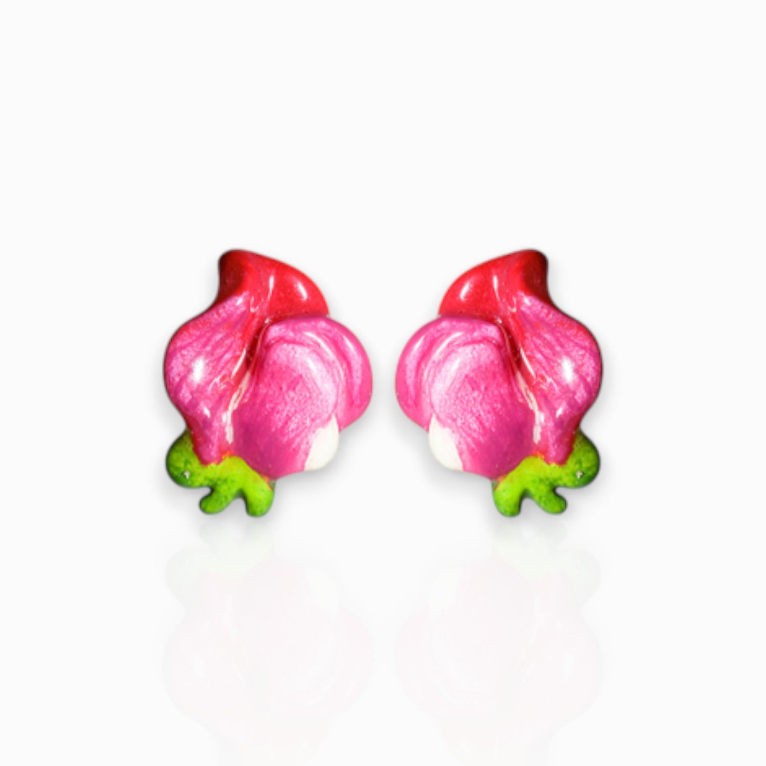 April Sweet Peas - Post Earrings on a white background.