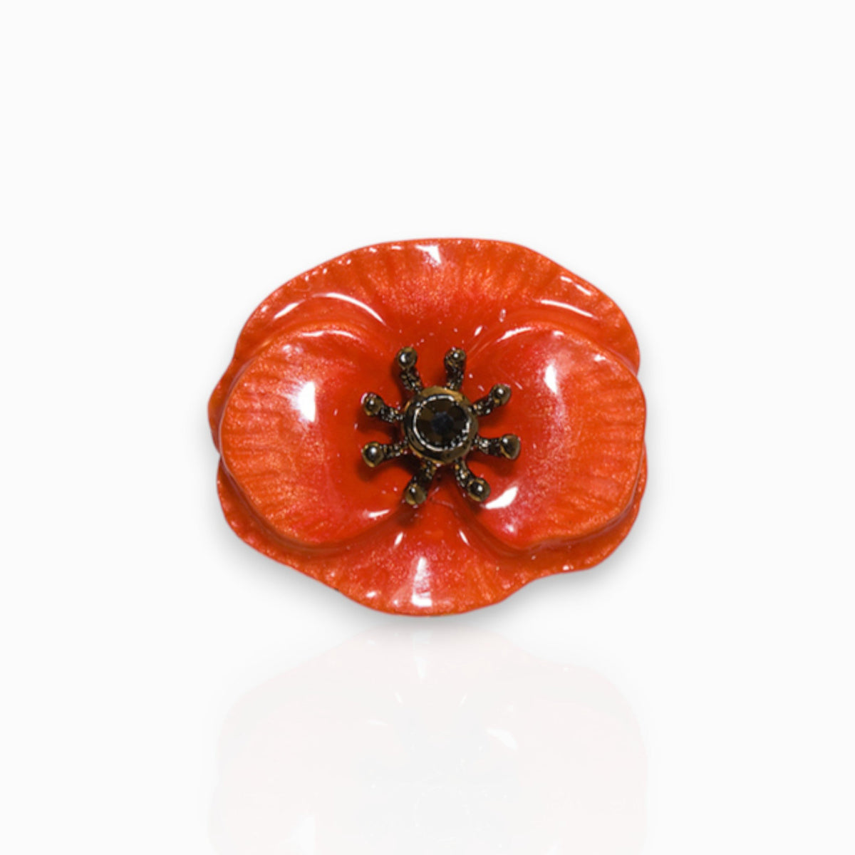 August Poppy - Brooch on a white background.