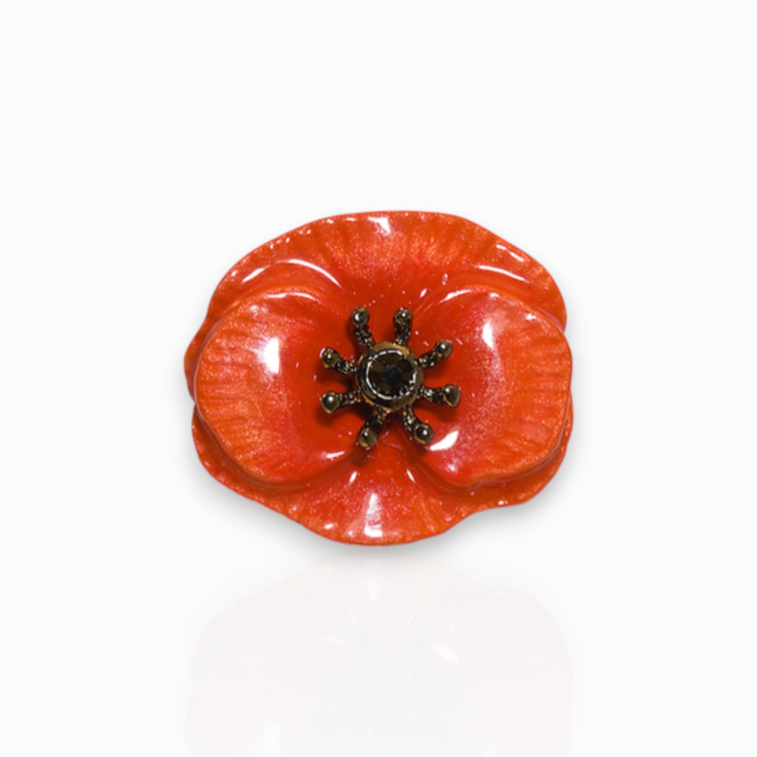 August Poppy - Brooch on a white background.