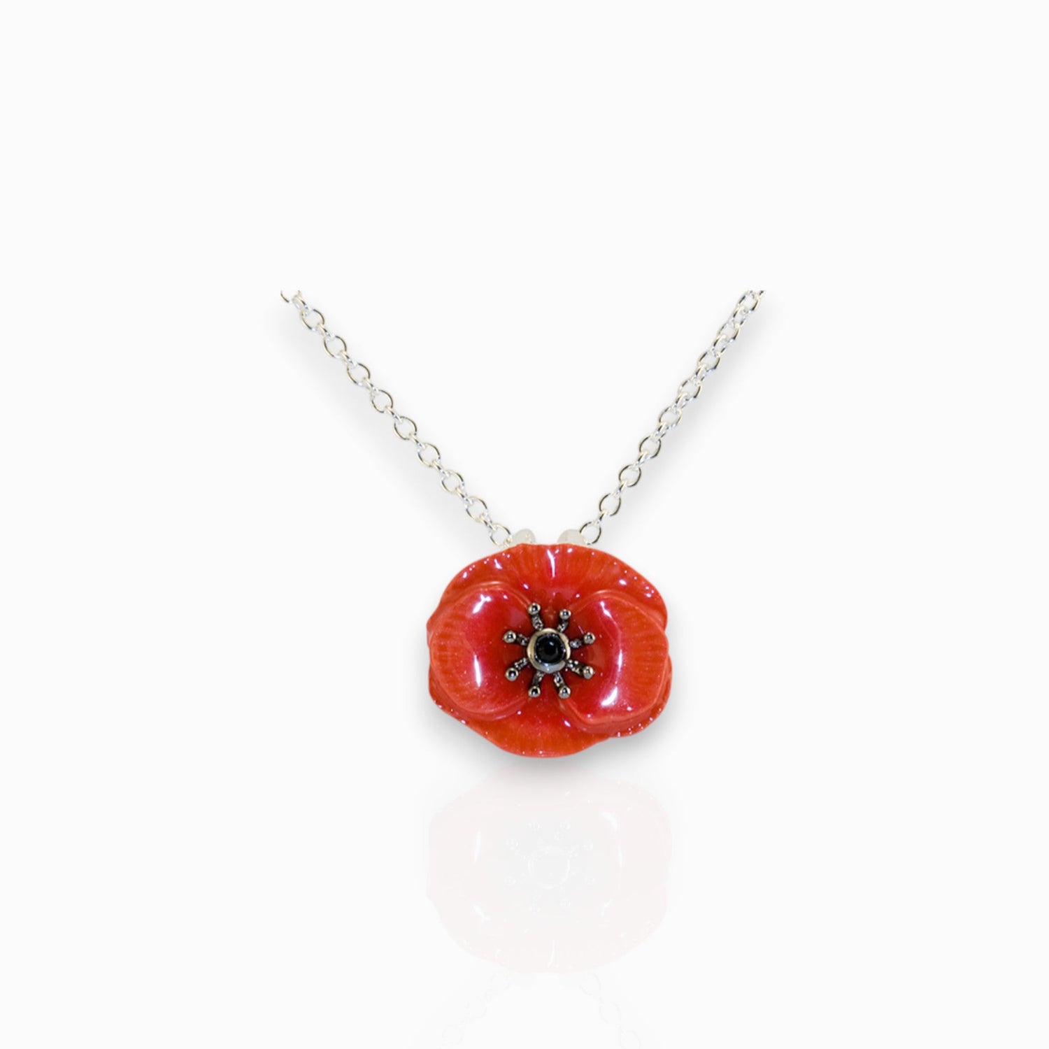 August Poppy - Necklace on a white background.