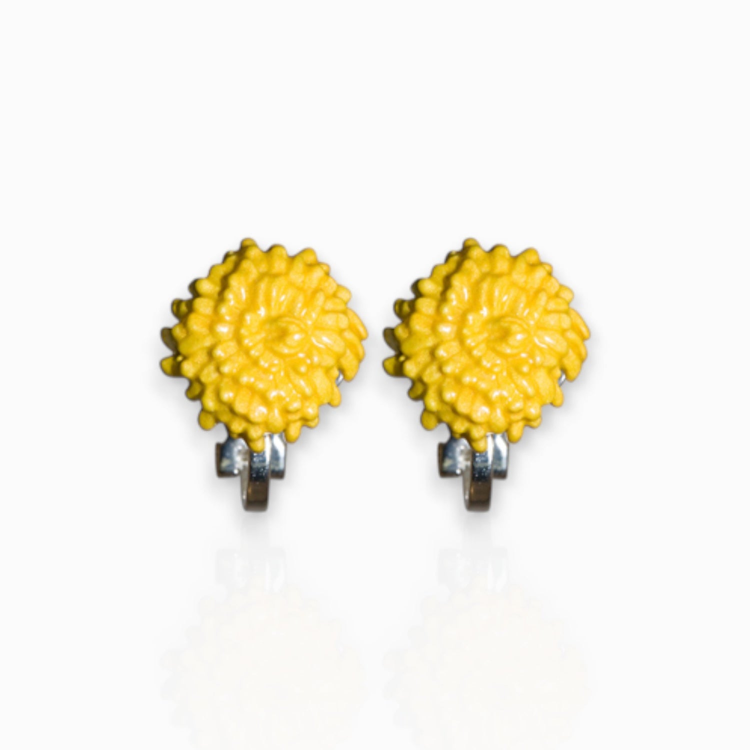 November Chrysanthemum Birth Flower - Clip-On Earrings on a white background.