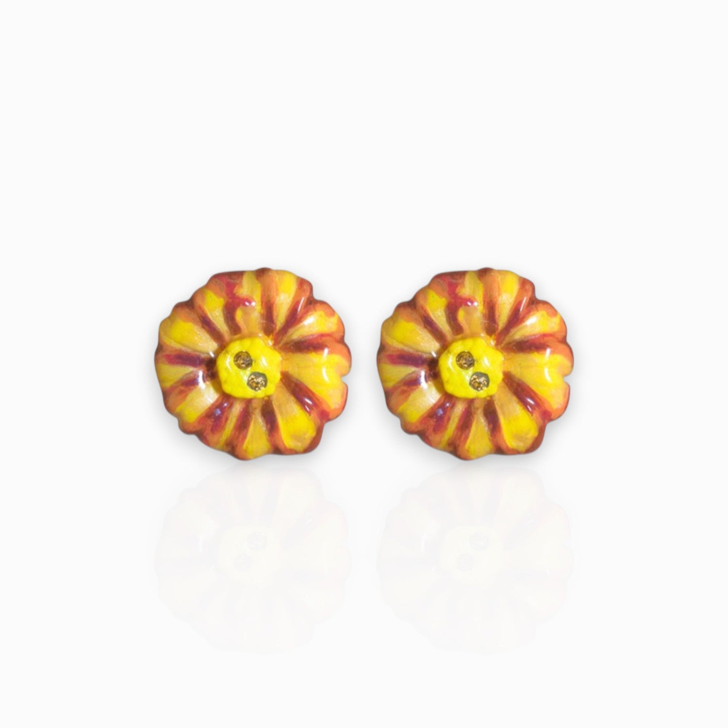 Marigold Small - Earrings on a white background.
