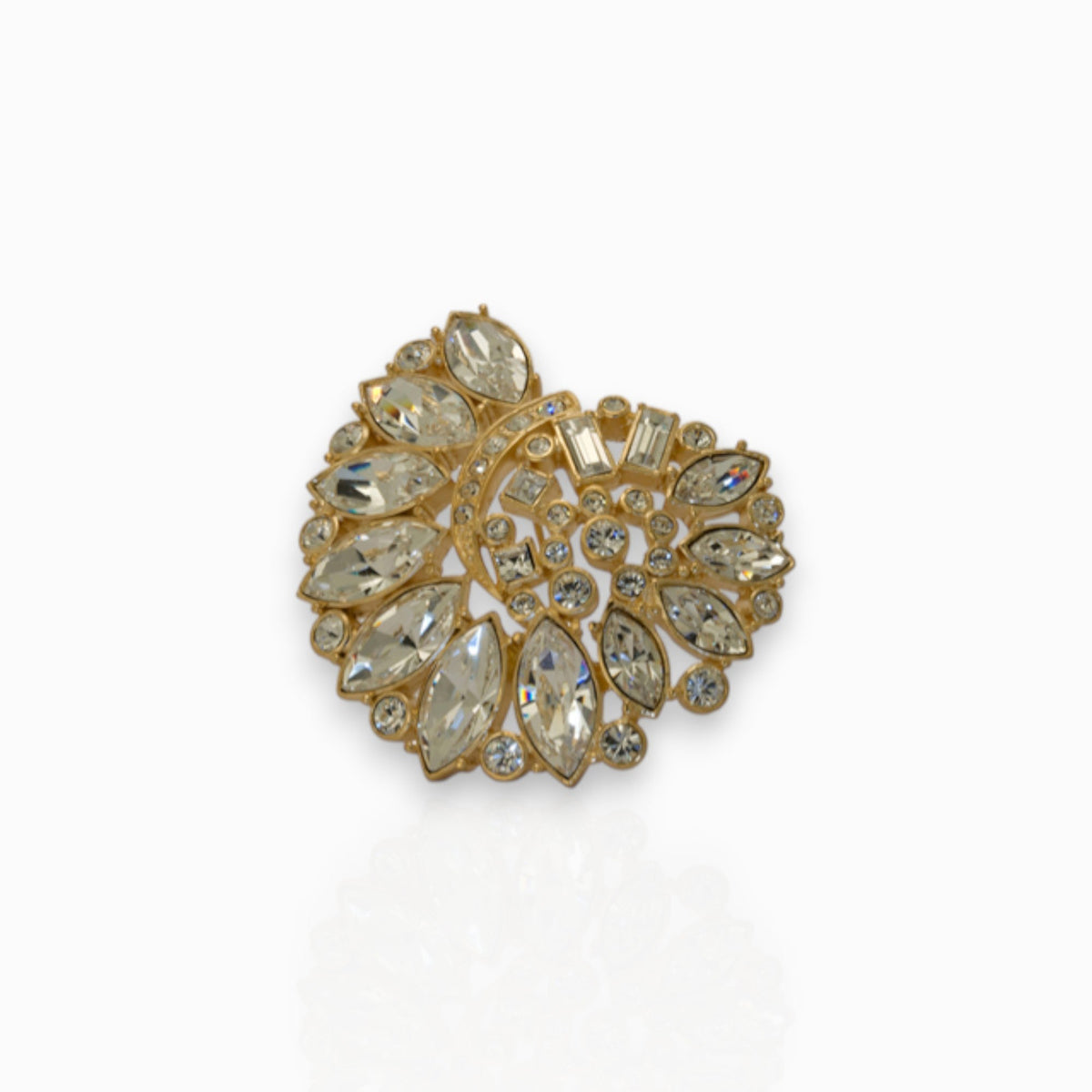 Treasures of the Earth Crystal - Gold-Toned - Brooch on a white background.
