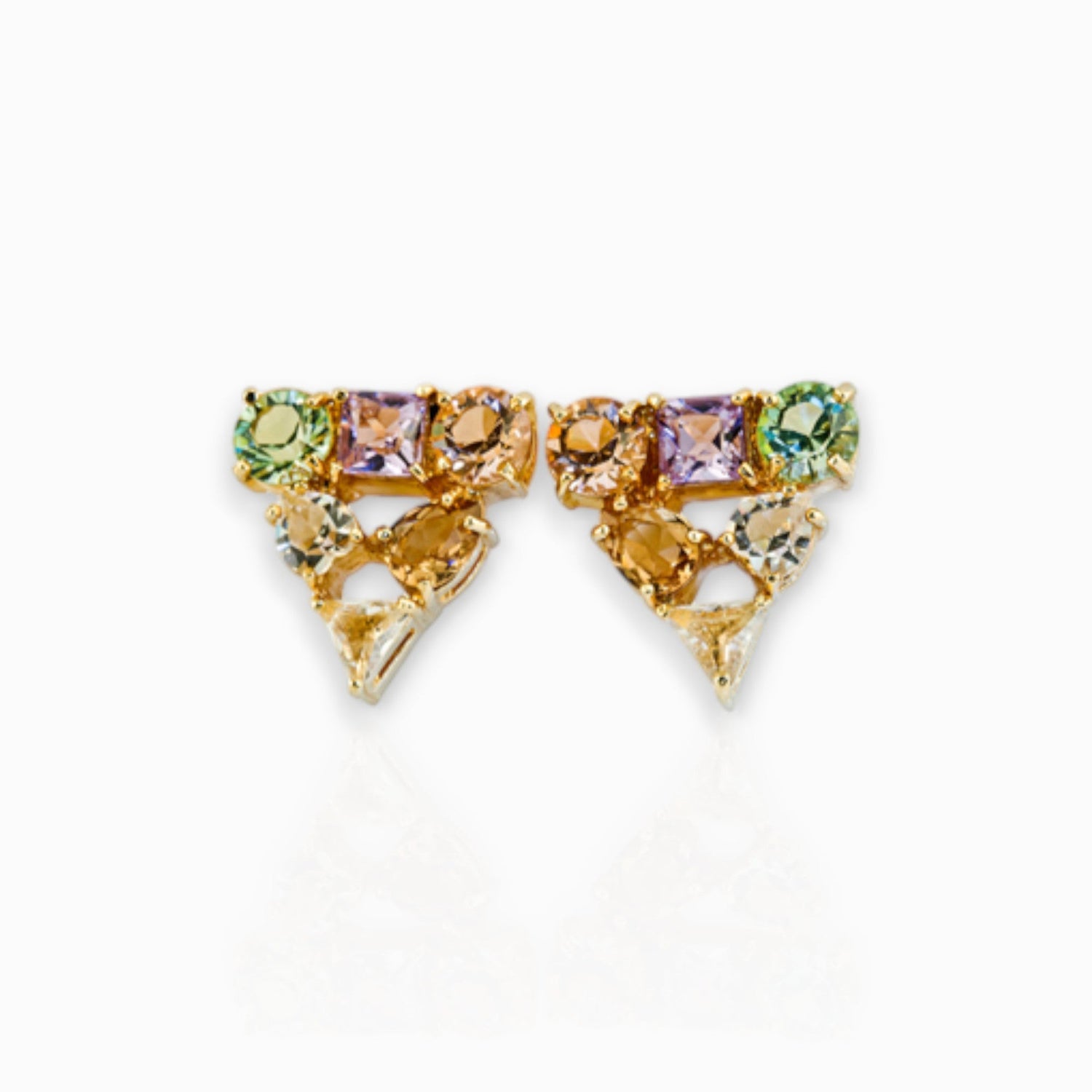 Crystal Gems Triangle - Earrings on a white background.