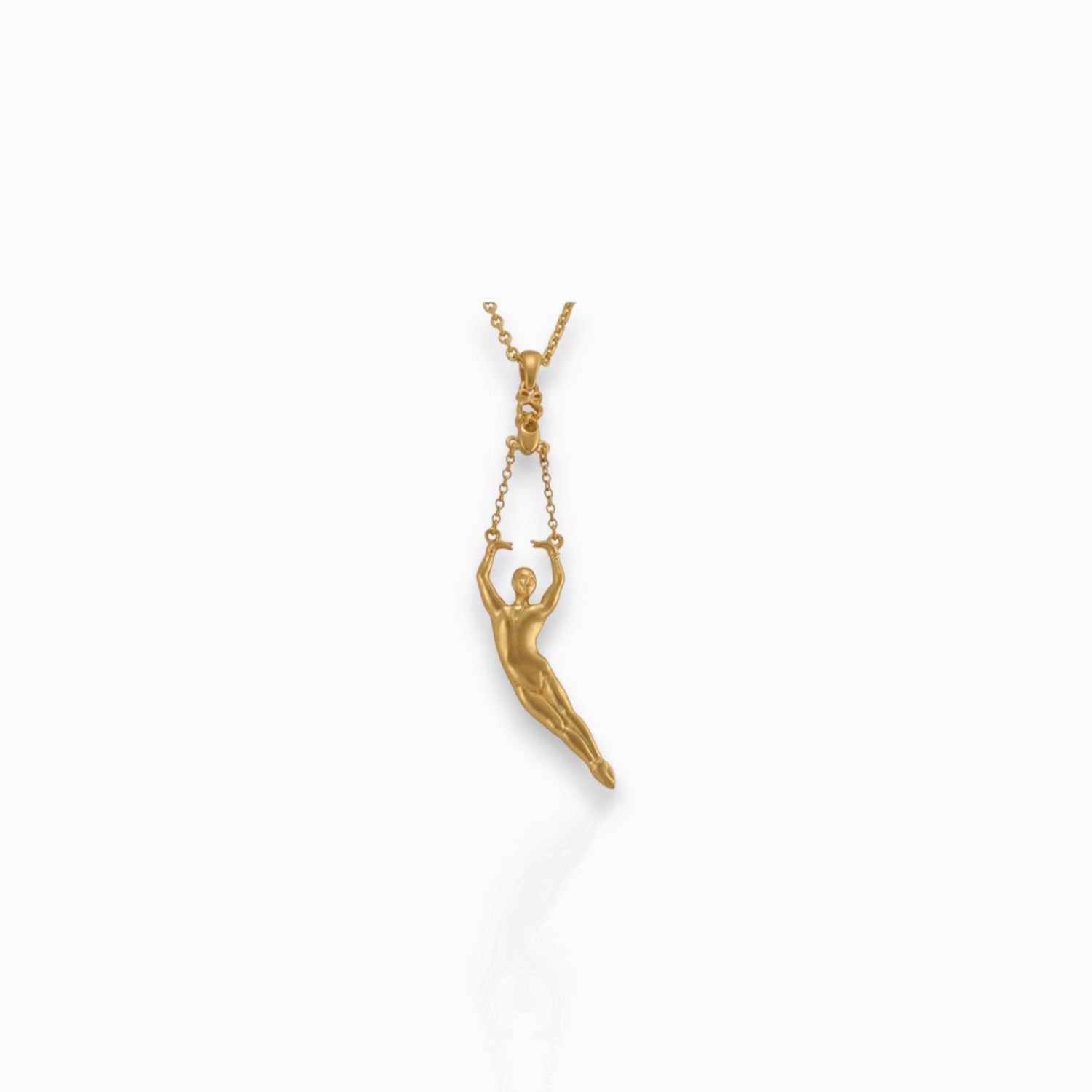 Male Ballet Dancer, in 5th pas de poisson - Gold-Toned - Pendant on a white background.