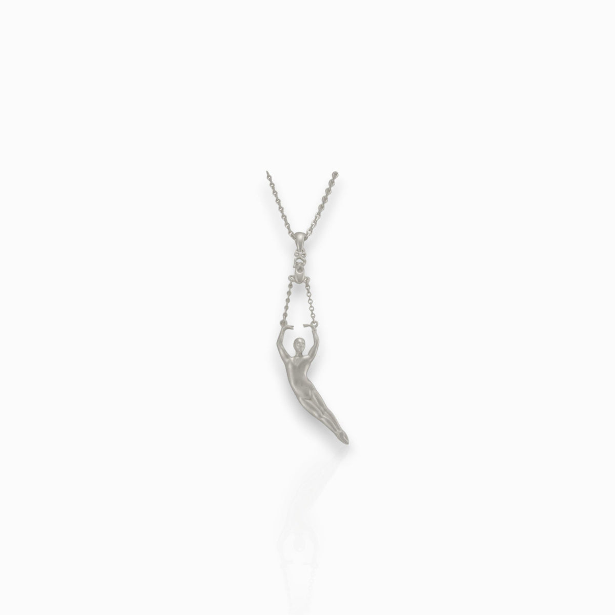 Male Ballet Dancer, in 5th pas de poisson - Silver-Toned - Pendant on a white background.