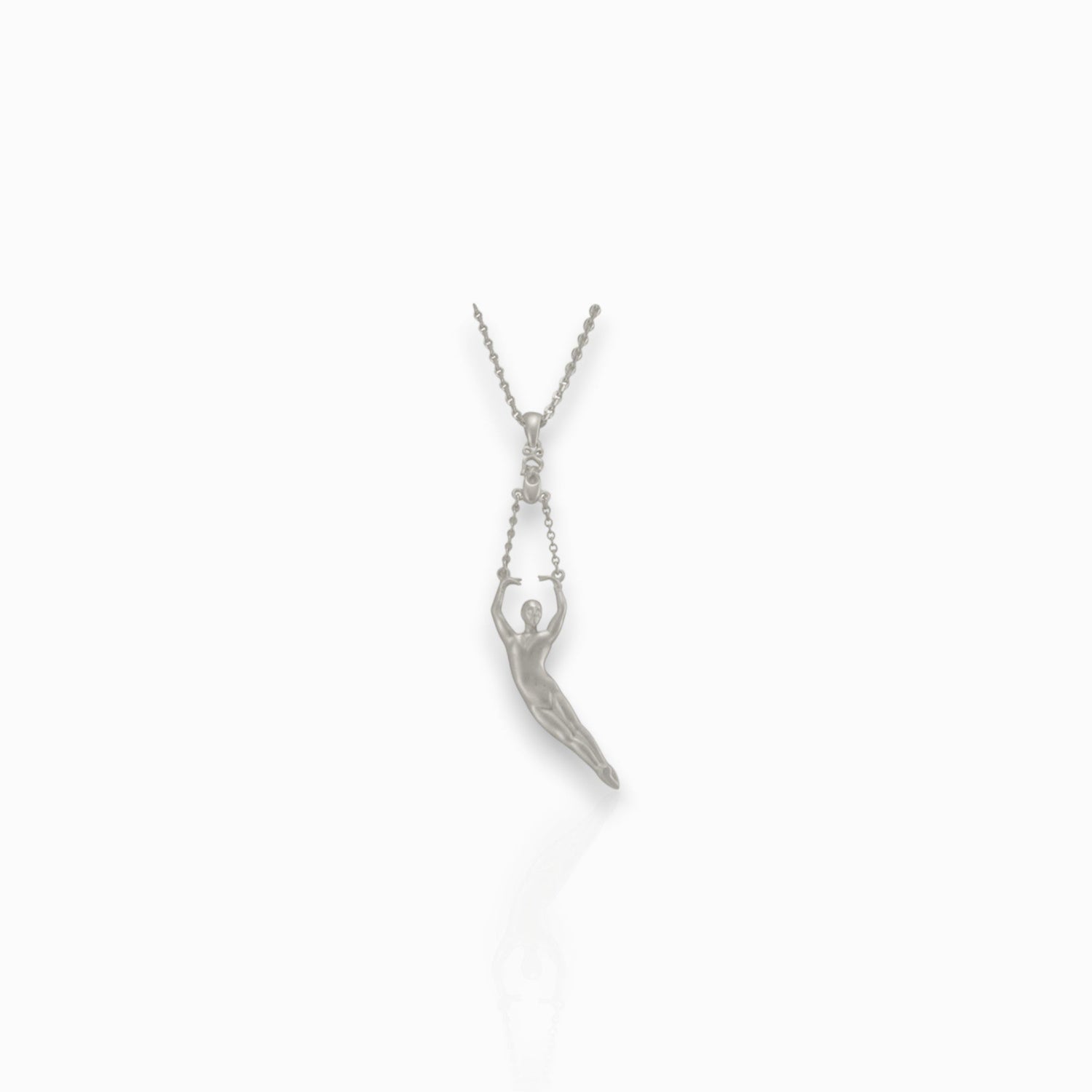 Male Ballet Dancer, in 5th pas de poisson - Silver-Toned - Pendant on a white background.