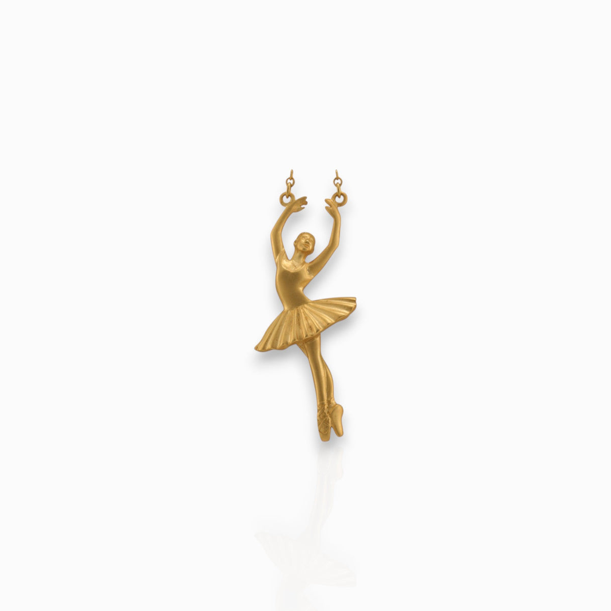 Ballerina Releve Arms 5th Gold-Toned - Pendant on a white background.