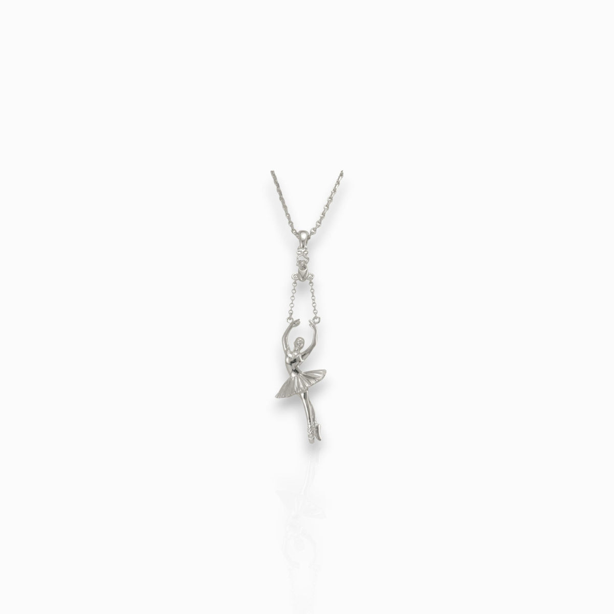 Ballerina Releve Arms 5th Silver-Toned - Pendant on a white background.