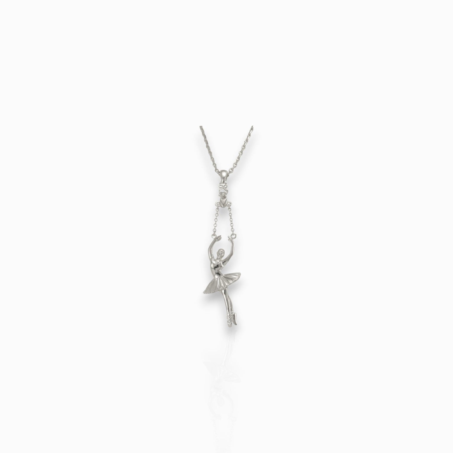 Ballerina Releve Arms 5th Silver-Toned - Pendant on a white background.