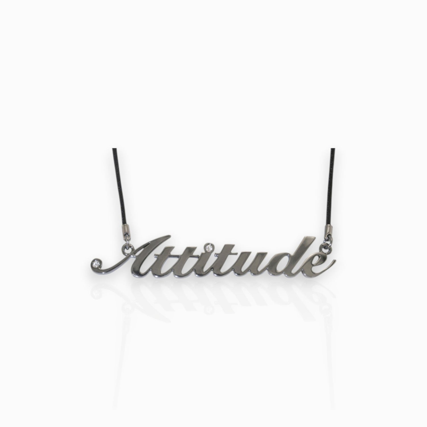 Necklace with 'Attitude' pendant on a white background