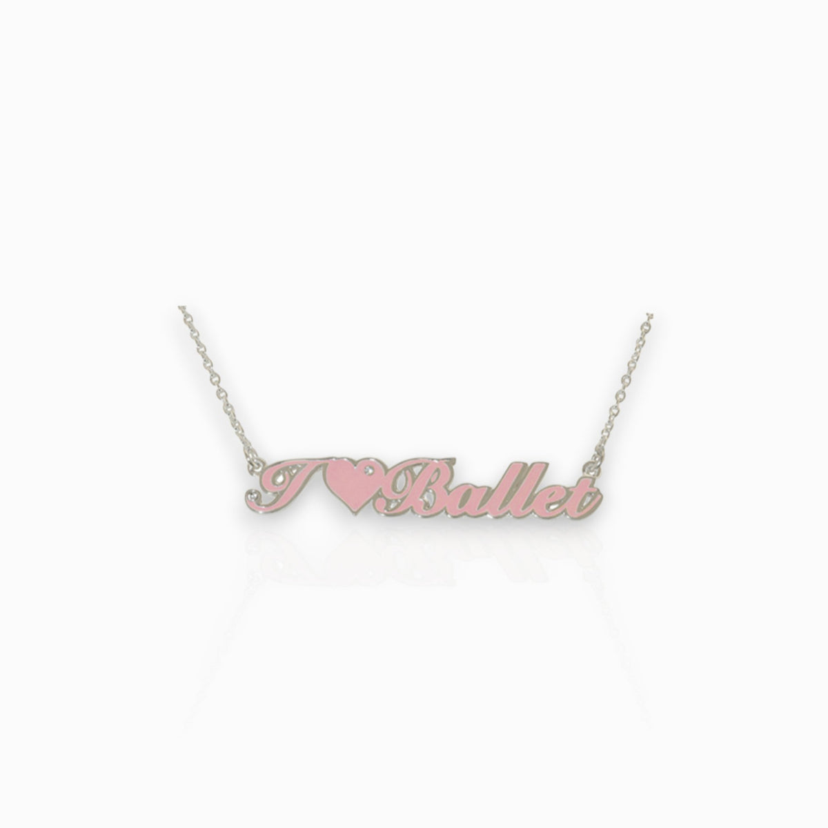 "I Love Ballet" Pink - Pendant on a white background.