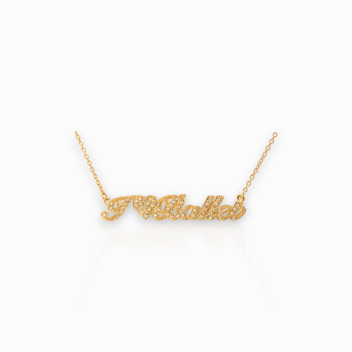 "I Love Ballet" Gold-Toned - Pendant on a white background.