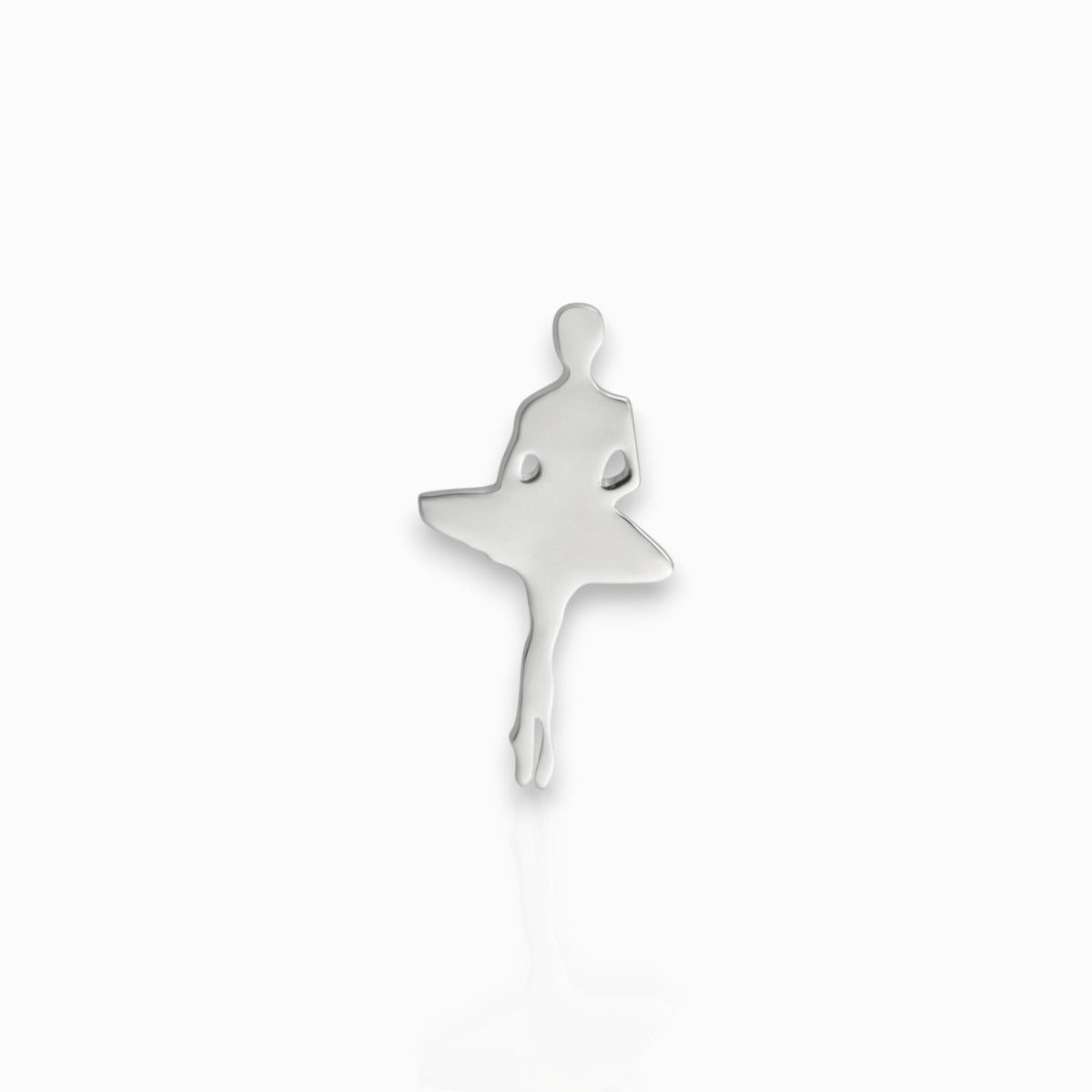Sterling Silver Ballerina Releve - Pin Badge on a white background.