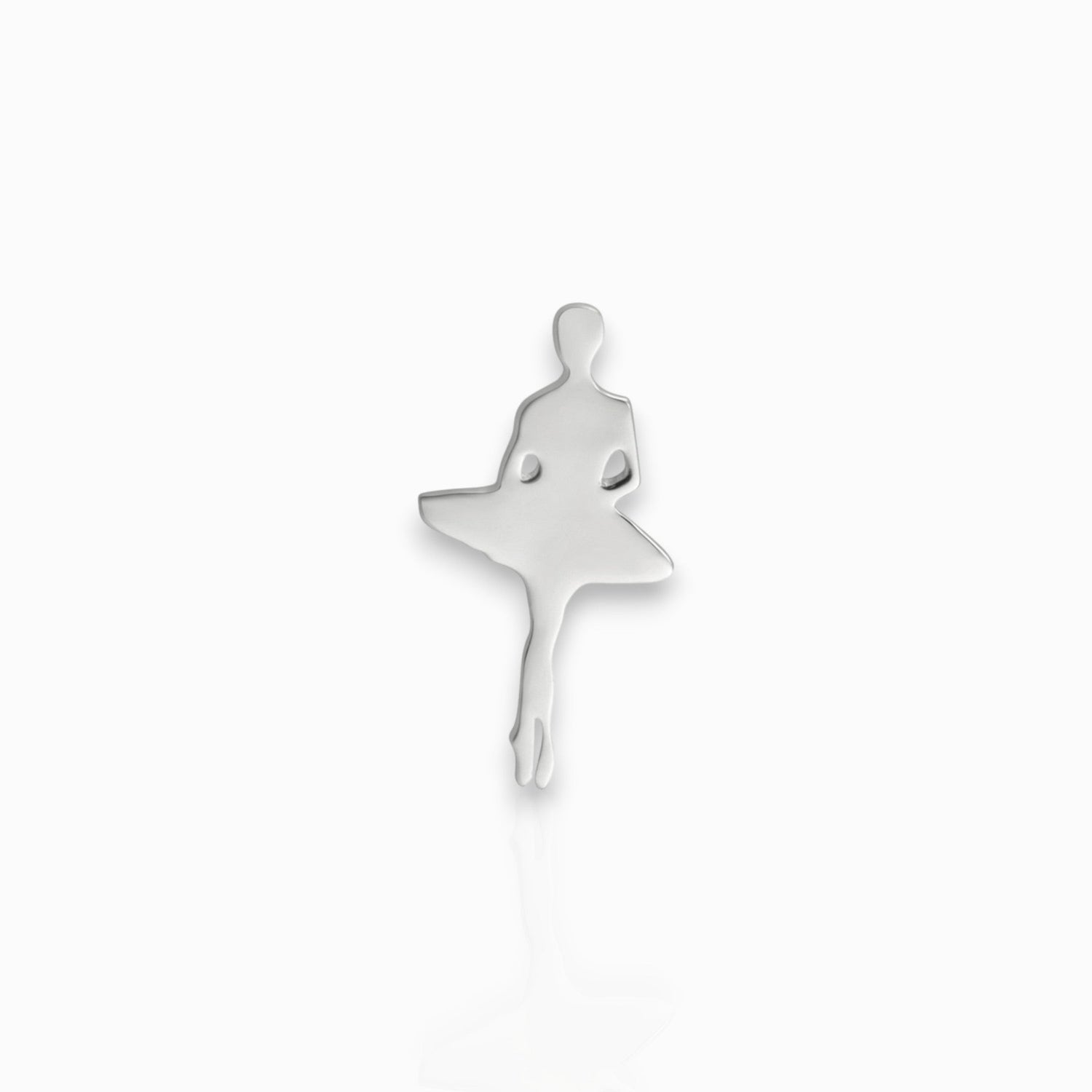 Sterling Silver Ballerina Releve - Pin Badge on a white background.