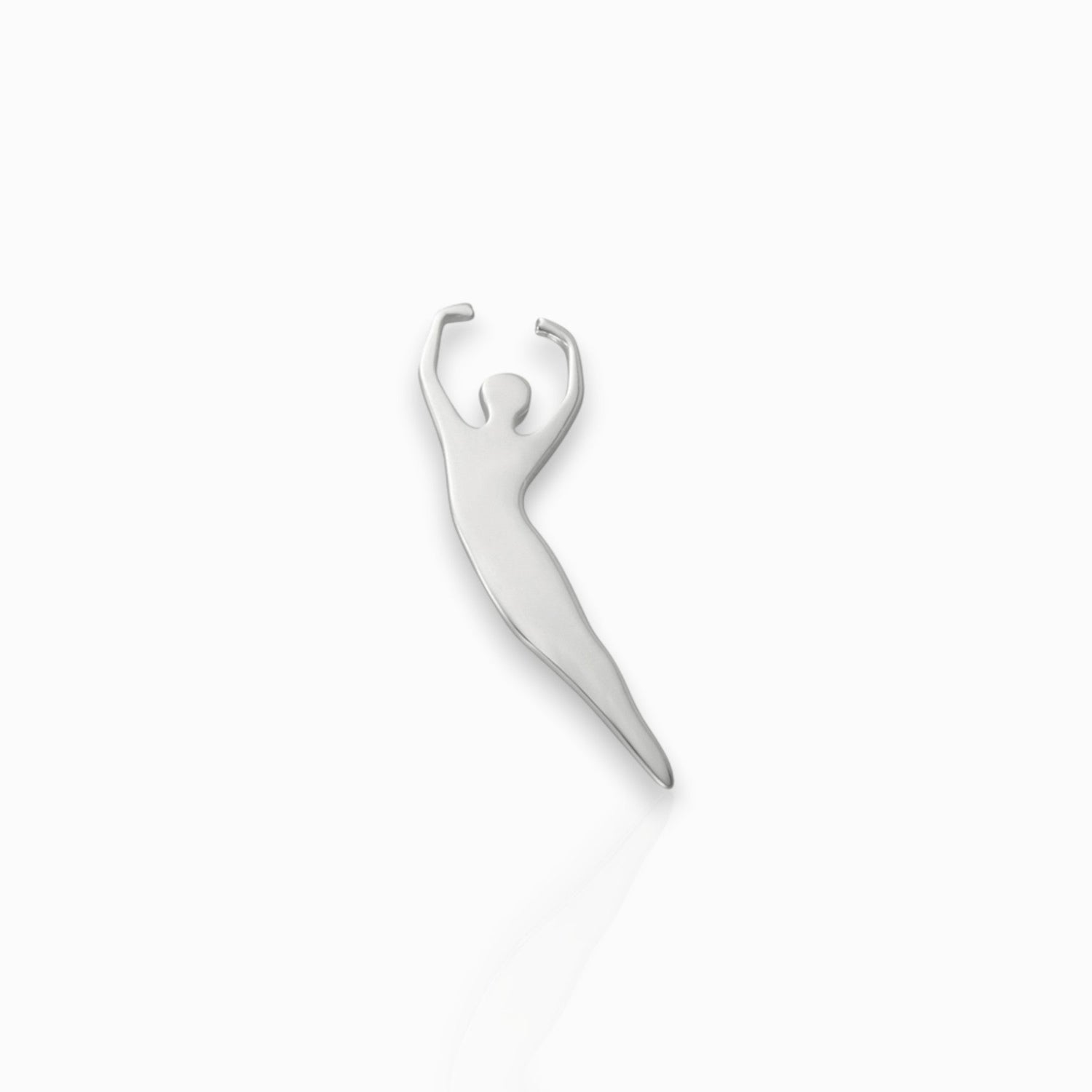 Sterling Silver Male Ballet Dancer 5th pas de Poisson - Pin Badge on a white background.