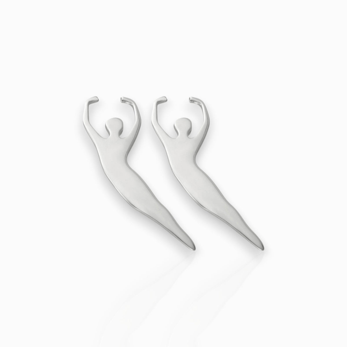 Sterling Silver Male Ballet Dance 5th Pas de Poisson - Earrings on a white background.