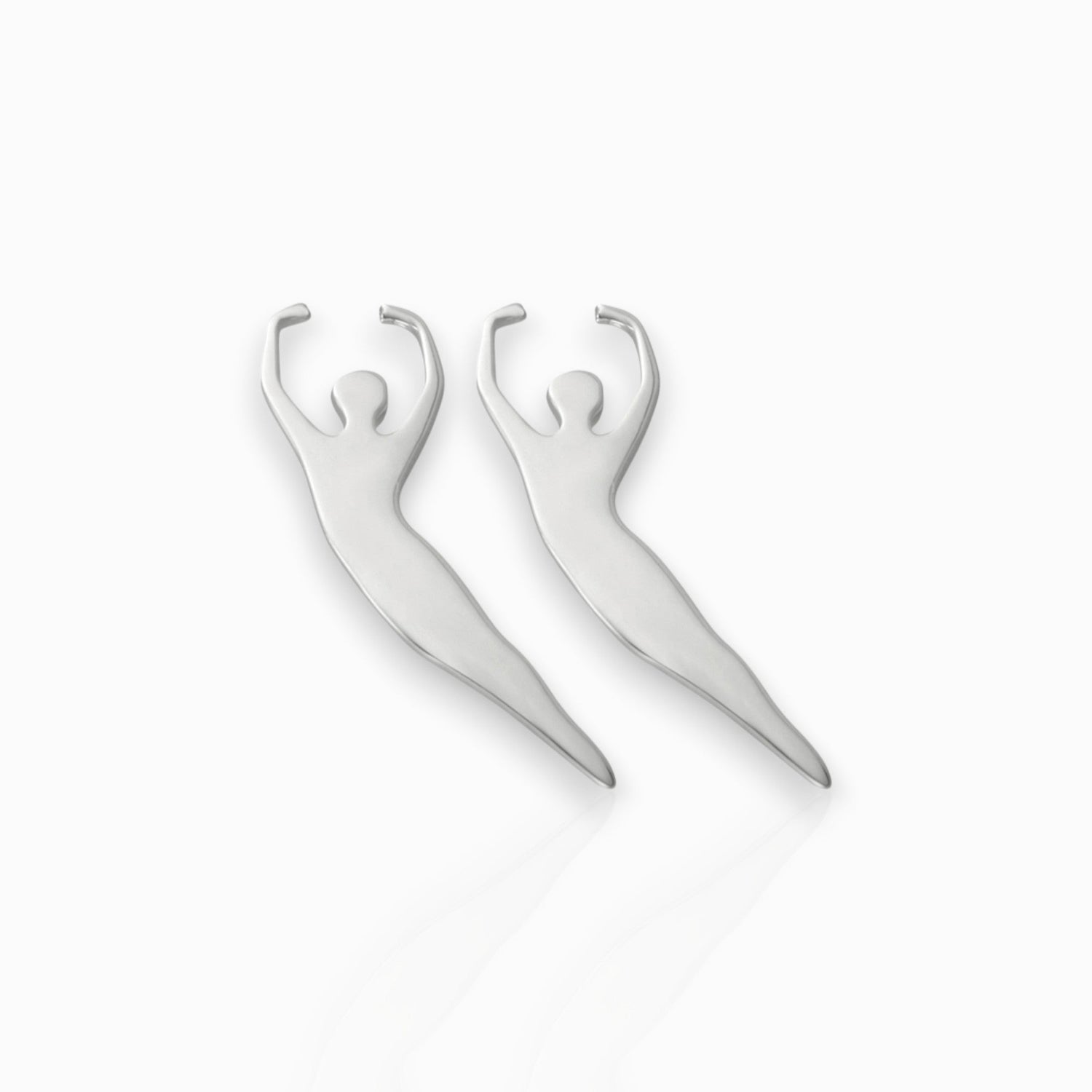 Sterling Silver Male Ballet Dance 5th Pas de Poisson - Earrings on a white background.