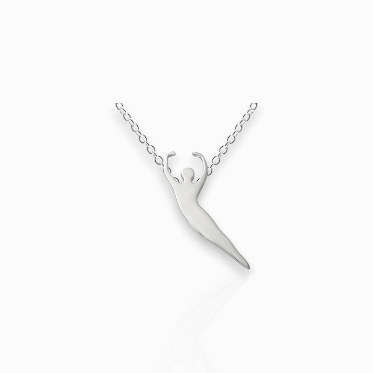 Sterling Silver Male Ballet Dance 5th Pas de Poisson - Pendant on a white background.