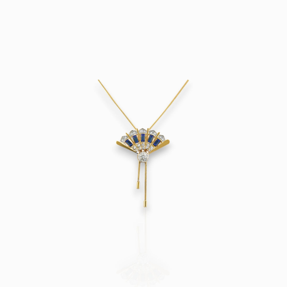 Marlene Dietrich - Necklace on a white background.